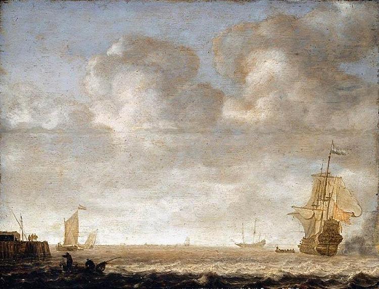 Simon de Vlieger An Estuary Scene oil painting image